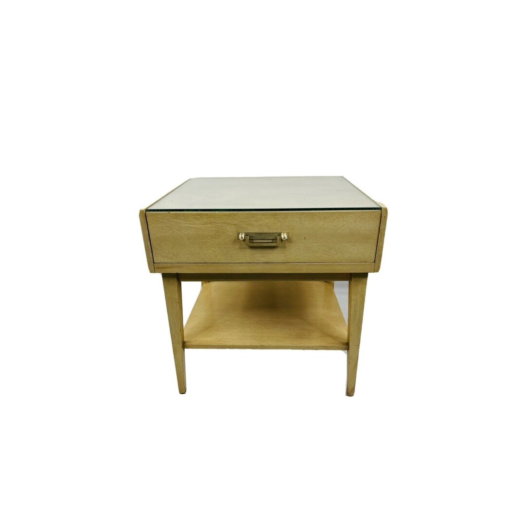 70s American of Martinsville Glass Top Peg Leg Bed Side Table Etsy