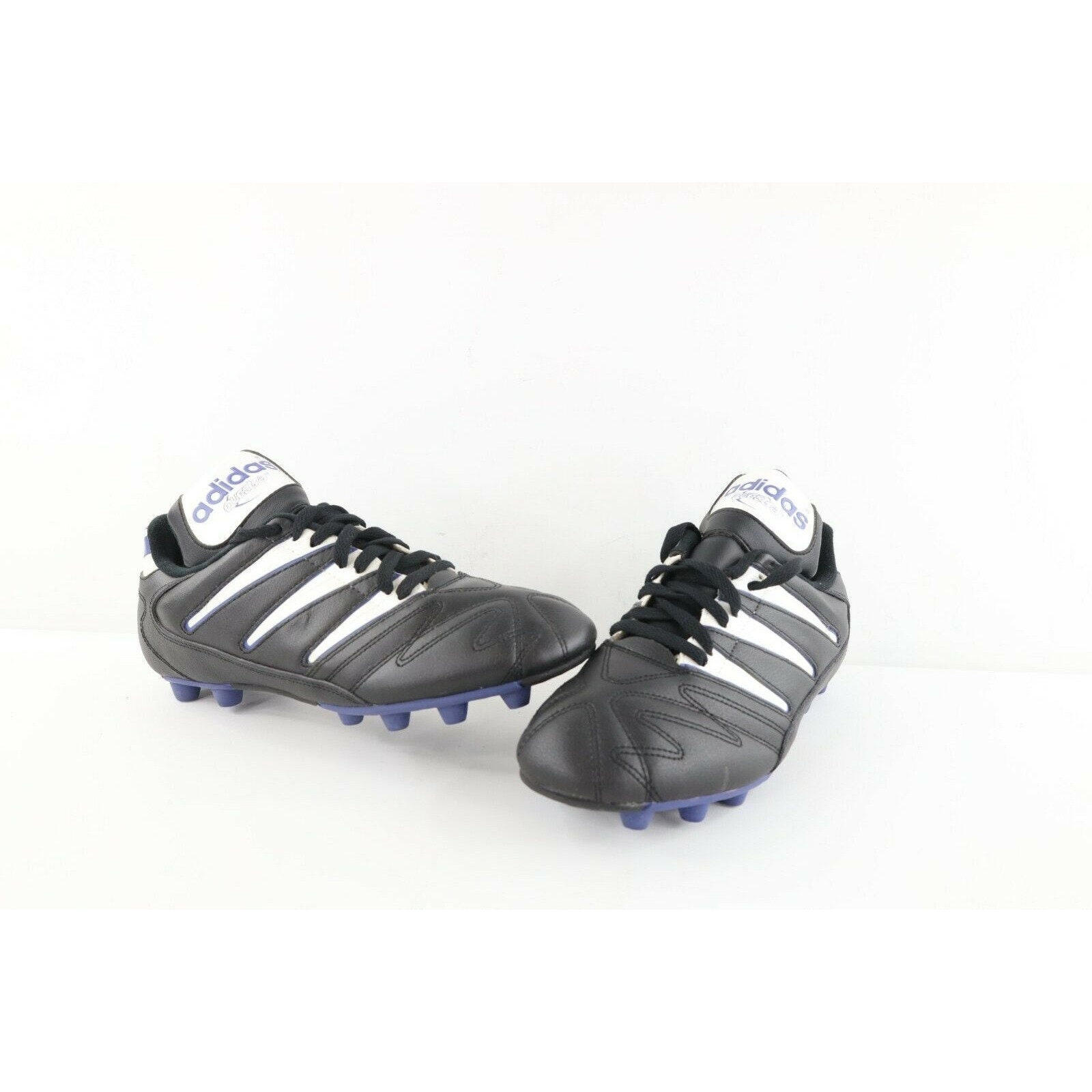 NOS Vtg 90s Adidas Mens 9.5 Spell Out Leather Futbol Soccer Shoes Cleats Black, Adidas Leather Soccer Cleats, Mens Futbol Shoes Cleats Black