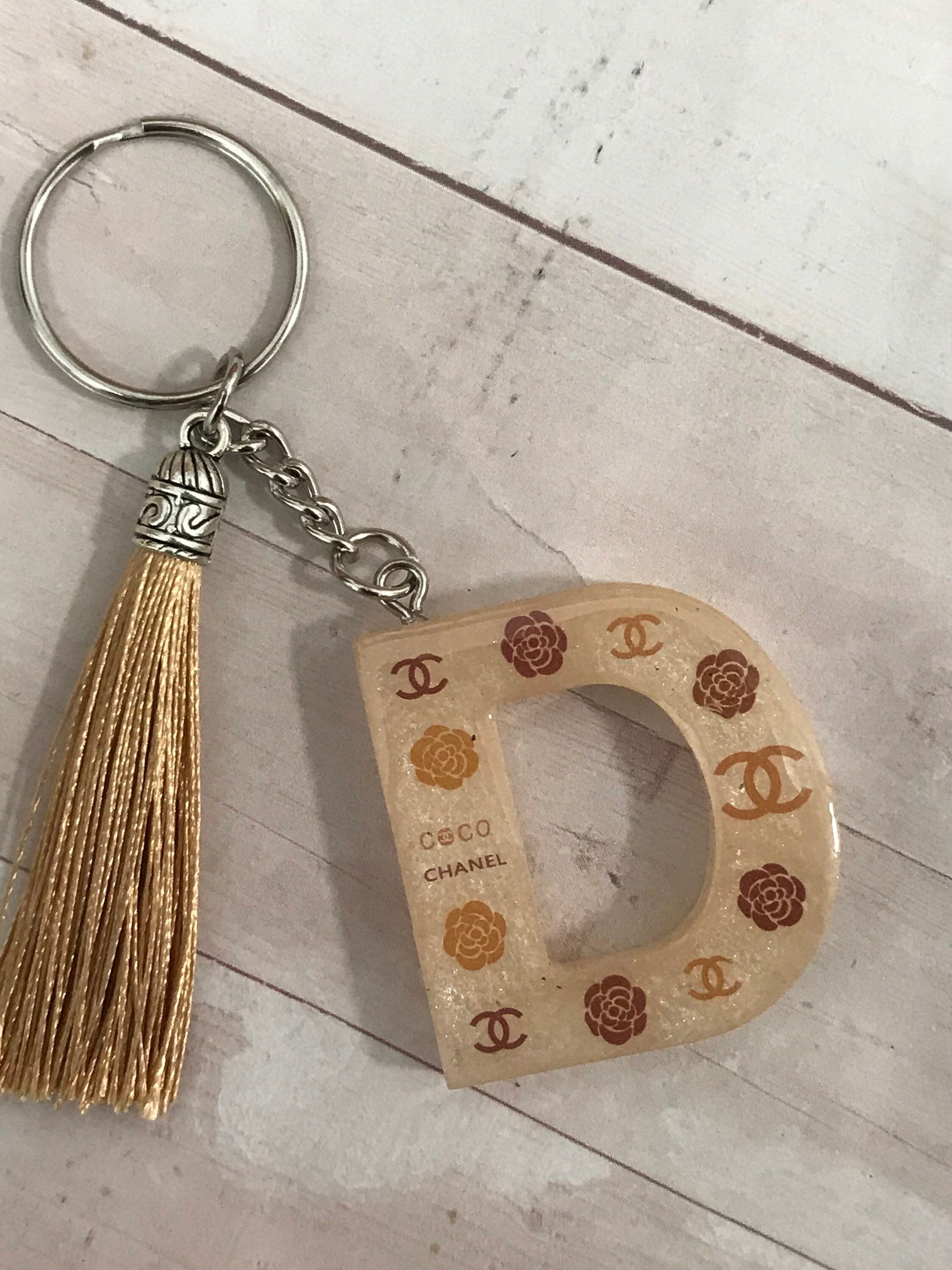 Designer keychain/ initial letter keychain/ letter keychain Etsy