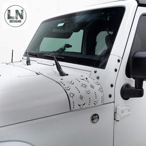 Boho Western Pattern Cowl Decal Set | Fits Jeep Wrangler JK JKU 2007-2018