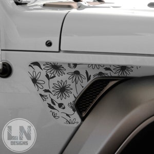 Daisies & Leaves Fender Vent Decal Set | Fits Jeep Wrangler JL JLU/Gladiator 2018-2025