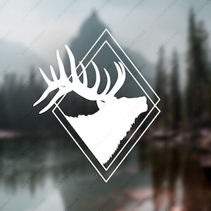Bull Elk Diamond Vinyl Decal, Car Truck Sticker