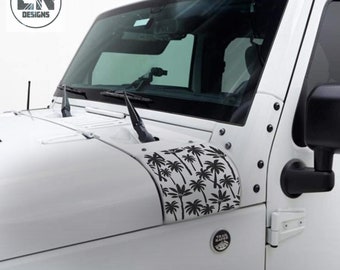 Palm Trees Beach Cowl Decal Set | Fits Jeep Wrangler JK JKU 2007-2018