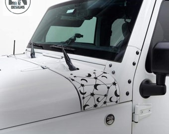 Stickers capot lune et étoiles | Pour Jeep Wrangler JK JKU 2007-2018