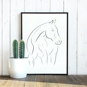 Minimalist Horse Line Art Print, Equestrian Line Art, Horse Wall Art, Quarter Horse Decor, Horse Home Decor
