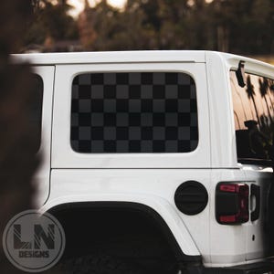 Geruite achterruitsticker zijkant | Past op Jeep Wrangler JK JL 2007-2025