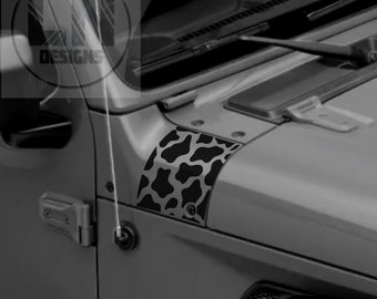 Juego de calcomanías con estampado de vaca para el capó / Compatible con Jeep Wrangler JL JLU / Gladiator 2018-2025