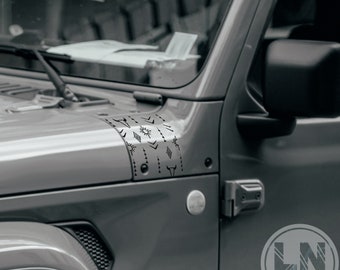 Set di adesivi per cofano con motivo Boho Western / Compatibile con Jeep Wrangler JL JLU / Gladiator 2018-2025