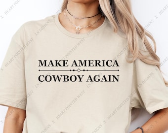 Make America Cowboy Again-T-shirt, boho western vintage T-shirt, Rodeo Rancher Wild West-kleding