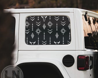 Boho Western Pattern Side Rear Window Decal | Fits Jeep Wrangler JK JL 2007-2023