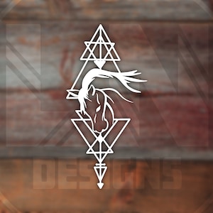 Geometric Horse Head Vinyl Decal, Car Truck Tumbler Sticker