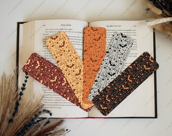 Halloween Ghosts & Bats Bookmark Set of 5 | Boho Bookmark, Cowboy Bookmark, Rustic Farm Bookmarks