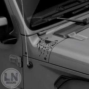 Sonnenblumen & Efeuranken Cowl Aufkleber Set | Passend für Wrangler JL JLU / Gladiator 2018-2025