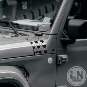 Heart Pattern Cowl Decal Set | Fits Jeep Wrangler JL JLU / Gladiator 2018-2025