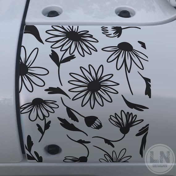 ジェダイスプラッシュプルーフデカールフラワー Daisies & Leaves Cowl Decal Set | Fits Jeep Wrangler JL JLU