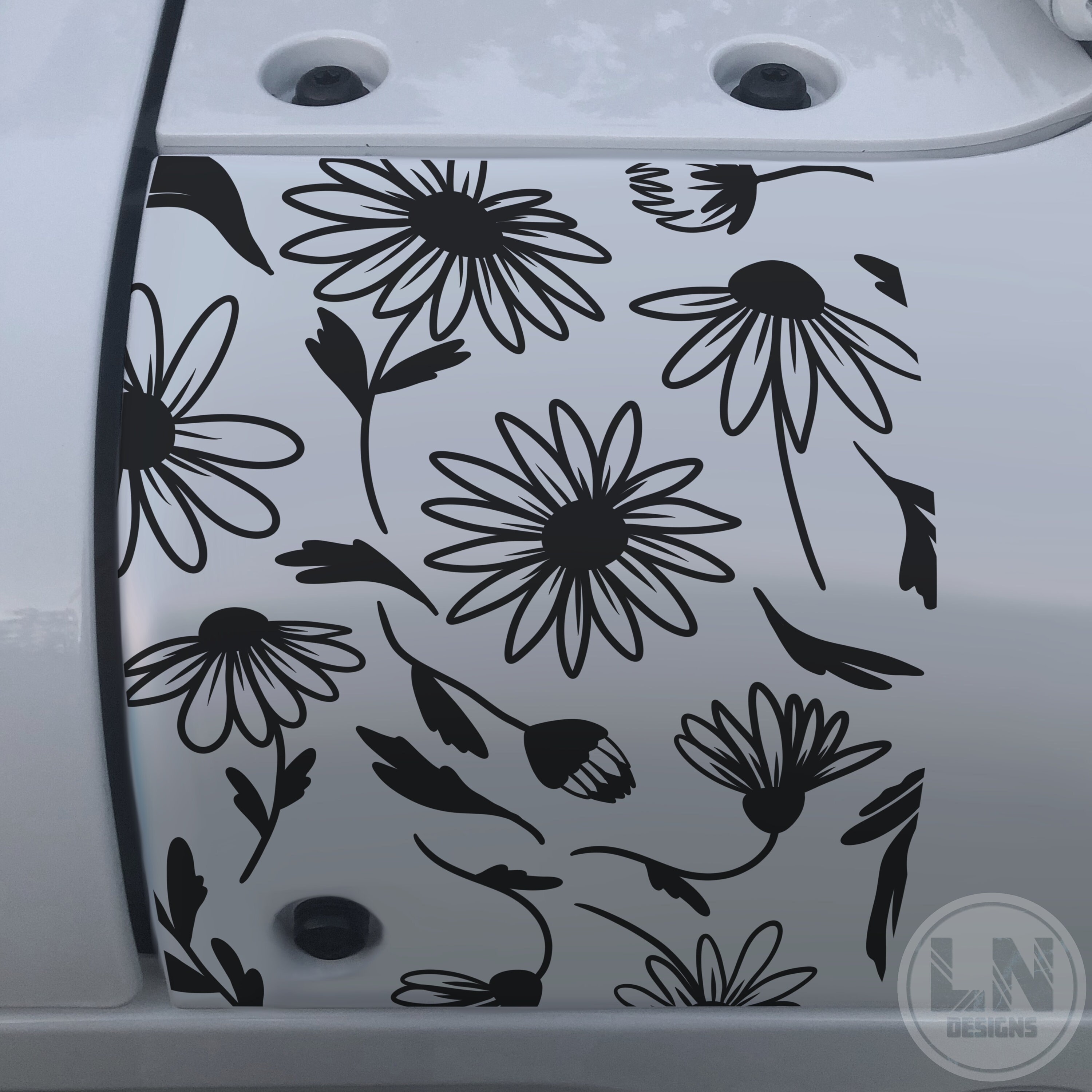 ジェダイスプラッシュプルーフデカールフラワー Daisies & Leaves Cowl Decal Set | Fits Jeep Wrangler JL JLU