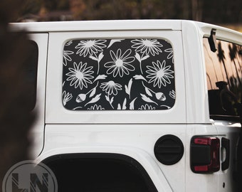 Daisies & Leaves Side Rear Window Decal | Fits Jeep Wrangler JK JL 2007-2025