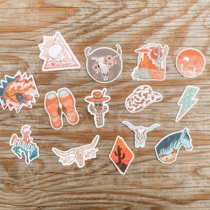 Western Boho Punchy Country Waterproof Sticker Bundle for laptop, computer, tumbler, water bottle, phone case
