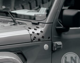 Juego de calcomanías Spades para el capó / Compatible con Jeep Wrangler JL JLU / Gladiator 2018-2025