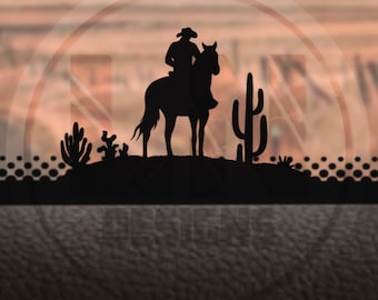Cowboy Cactus Desert Landscape Easter Egg Vinyl Decal For Windshield | Fits Jeep Wrangler JK jku JL jlu