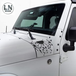 Stickerset zonnebloem en klimop wijnstokken | Past op Jeep Wrangler JK JKU 2007-2018
