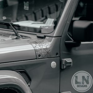 Halloween Spooky Spinnennetze Cowl Aufkleber Set | Passend für Wrangler JL JLU / Gladiator 2018-2025