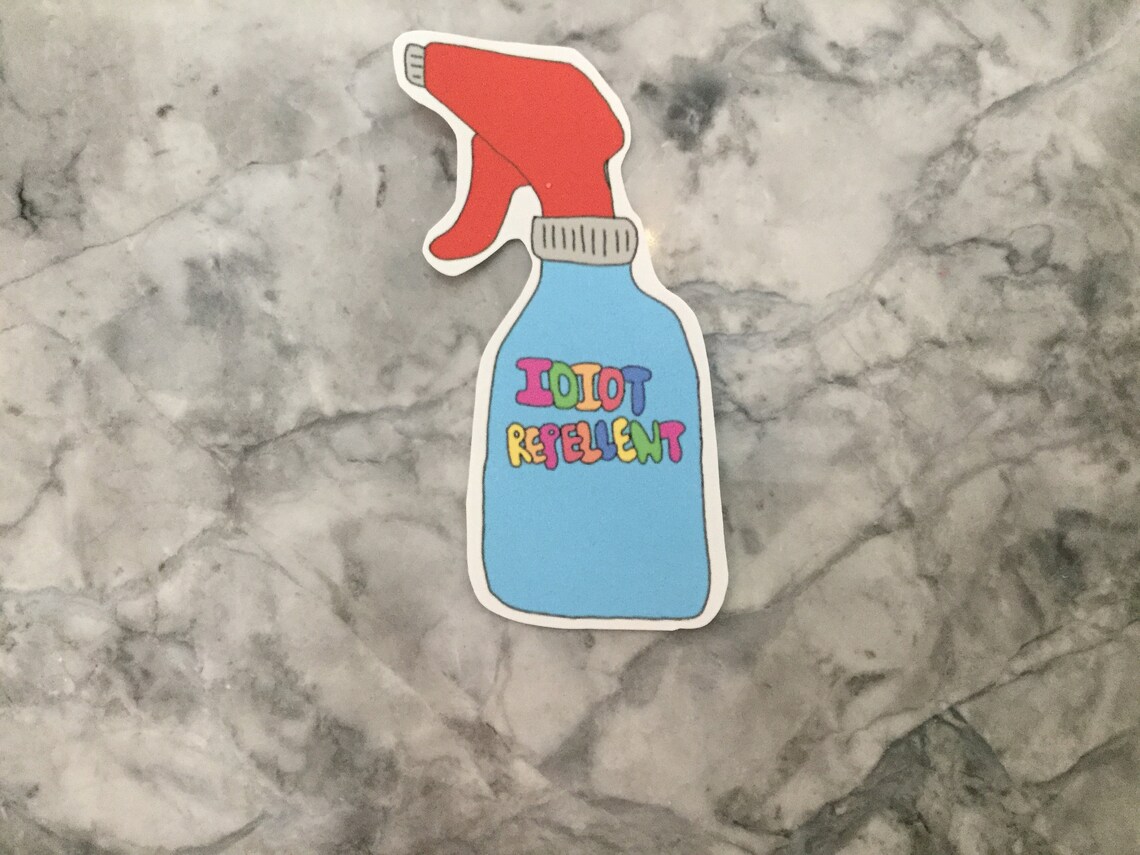 Idiot Repellent Sticker Red Blue Grey Rainbow Funny - Etsy