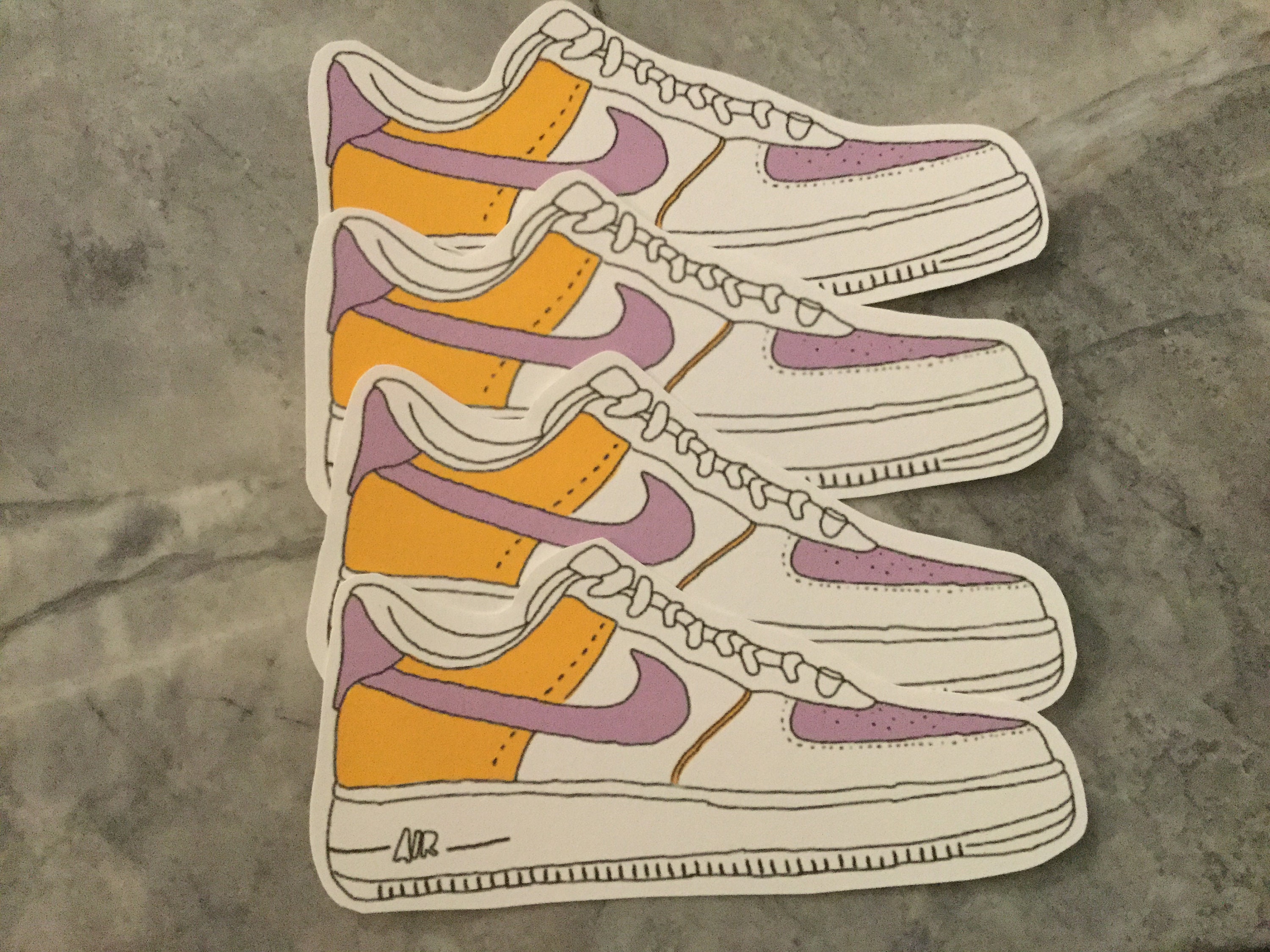 Purple and orange Nike air force 1 sticker | Etsy