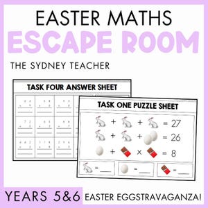 Easter Maths Escape Room | Multiplication Division Algebra Printable Activity