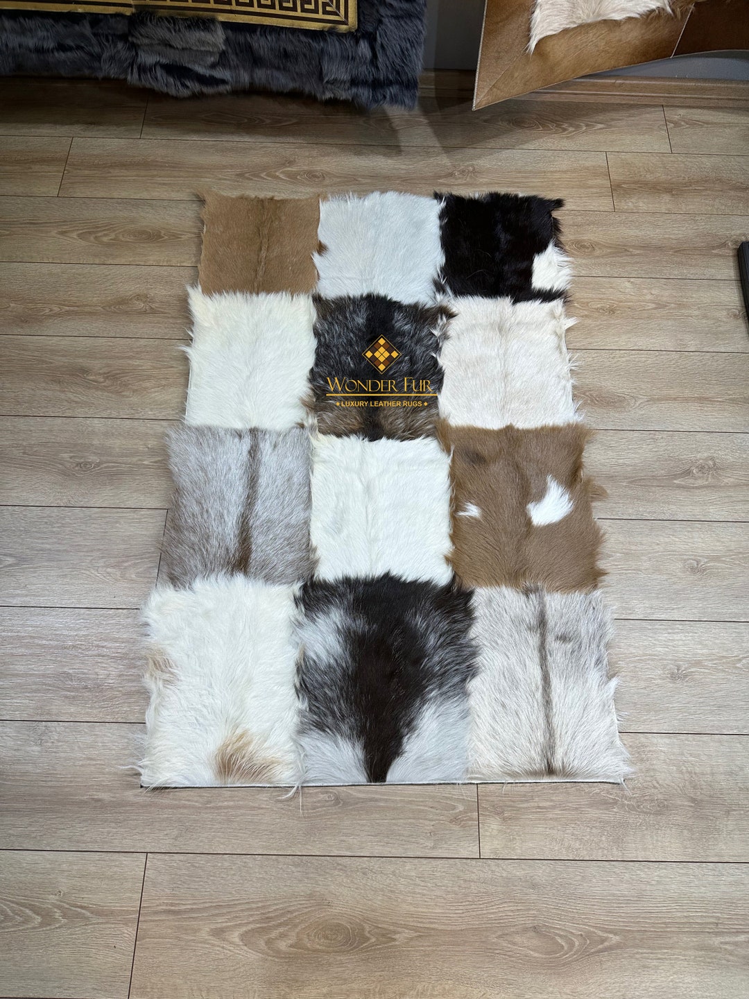 Luxury Genuine Goatskin Rug Exotic Tones Hair on Leather Etsy
