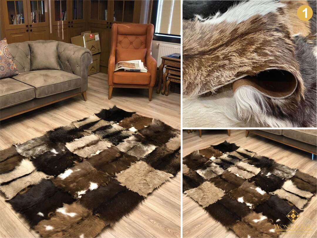 Natural Goatskin Tanned Handmade Goatskin Area Rug Goatskin Pelt
