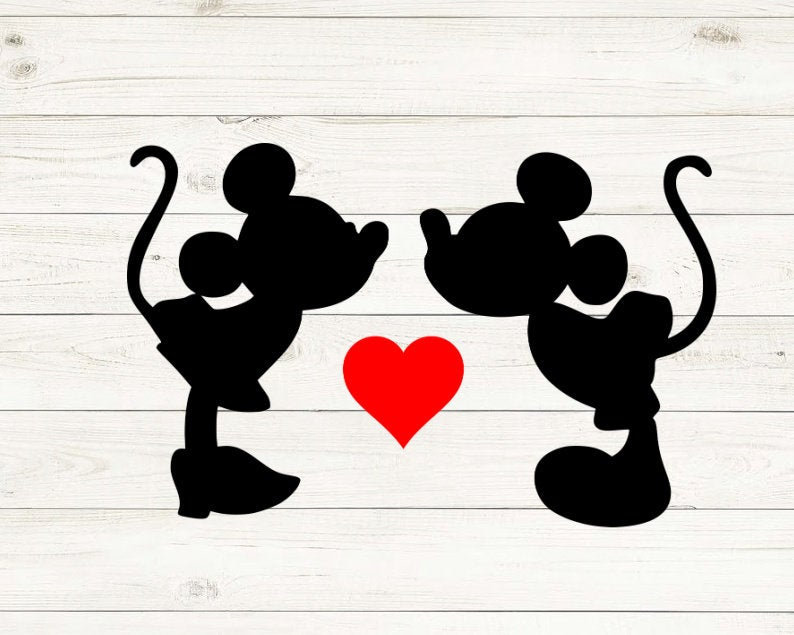 Mickey and Minnie Kissing SVG Disney Mickey Mouse SVG Disney | Etsy