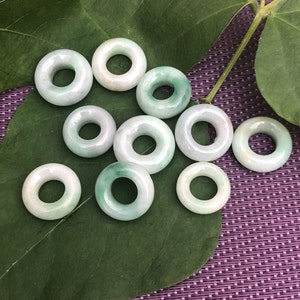 Natural Grade A Cloudy Apple Green Jade Donut Pendant