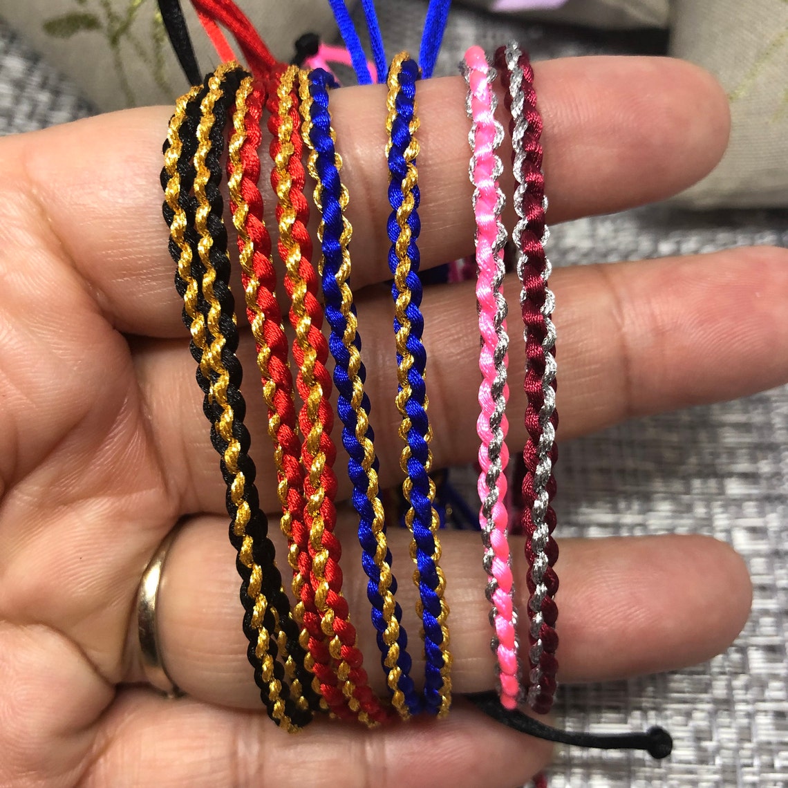 Handmade Adjustable String Bracelet in Two Tone Colors Etsy
