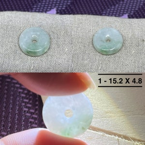 Natural Grade A Cloudy Light Apple Green Jade Donut Pendant