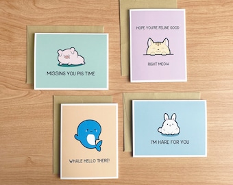 Punny Greeting Cards - Set of 4 Cards