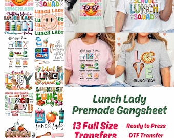 Lunch lady premade DTF gang sheet-13 Prints, Lunch lady DTF Gang sheet,Lunch Lady transfers, Lunch Lady heat transfers, Lunch Lady transfers