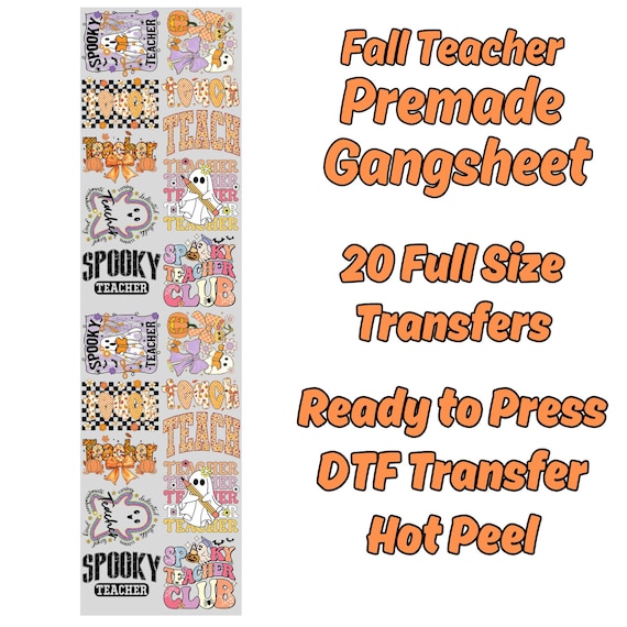 Teacher Fall gangSheet, Teacher DTF Transfers, Teacher Transfer Ready For Press, Fall DTF Ready to Press, Tshirt Design, Fall heat transfers