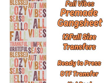 Retro Fall gangSheet, Fall DTF Transfers, Fall DTF Transfer Ready For Press, Fall DTF Ready to Press, Tshirt Design, Fall heat transfers,