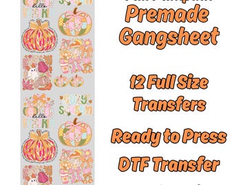 Fall Pumpkin gangSheet, Fall DTF Transfers, Fall DTF Transfer Ready For Press, Fall DTF Ready to Press, Tshirt Design, Fall heat transfers,