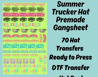Summer Hat DTF Gang Sheet, Summer Transfer, Trucker Hat Patch, Beach DTF Transfer Ready For Press, Lake DTF Print, River Hat Dtf Transfers