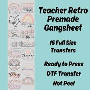 Teacher Retro DTF Bundle, Teacher Transfer, Teacher print, Teach Love Inspire, Teacher heat transfer, Teacher Appreciation Gift, Teacher DTF