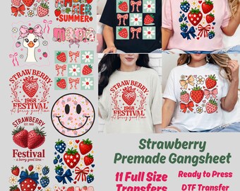 Strawberry Coquette DTF prints, Preppy Strawberries, Strawberry Festival, Summer Strawberry prints, Floral Strawberry, Boho Summer prints