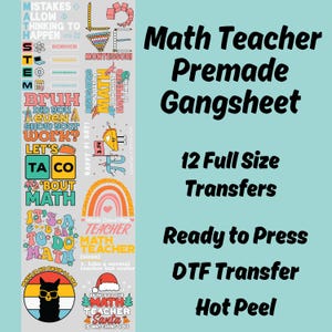 Math Teacher DTF Bundle, Teacher Transfer, Math Teacher, Teach Love Inspire, Teacher heat transfer, Teacher Appreciation Gift, Teacher DTF