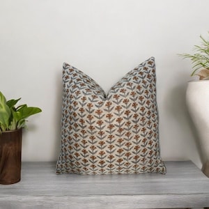 Handcrafted Linen Pillow Cover - Natural & Eco-Friendly Home Décor, Hand Block Floral Pillow Covers,  Hand Blocked Cushion Cover