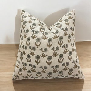 Handcrafted Linen Pillow Cover - Natural & Eco-Friendly Home Décor, Hand Block Floral Pillow Covers,  Hand Blocked Cushion Cover