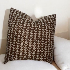 Handcrafted Linen Pillow Cover - Natural & Eco-Friendly Home Décor, Hand Block Floral Pillow Covers,  Hand Blocked Cushion Cover