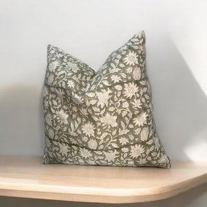 Handcrafted Linen Pillow Cover - Natural & Eco-Friendly Home Décor, Hand Block Floral Pillow Covers,  Hand Blocked Cushion Cover