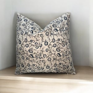 Handcrafted Linen Pillow Cover - Natural & Eco-Friendly Home Décor, Hand Block Floral Pillow Covers,  Hand Blocked Cushion Cover