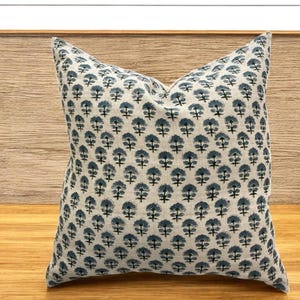 Handcrafted Linen Pillow Cover - Natural & Eco-Friendly Home Décor, Hand Block Floral Pillow Covers,  Hand Blocked Cushion Cover